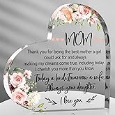 Yalikop Mother of The Bride Gifts Acrylic Heart Keepsake 2025 Wedding Gift from Daughter Thank You Being The Best Mom Keepsake Decorative Heart Gift for Mother of The Bride(Flower)
