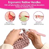 RealPlus 12 Pcs Full Size Crochet Hooks Set Ergonomic Handles Pink view 3