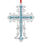 FaCraft Metal Cross Christian Christmas Ornaments 2025 Religious Cross Ornaments for Christmas Tree Decorations Nativity Ornament Keepsake Xmas Gifts for Women Girls Mom Friends Family