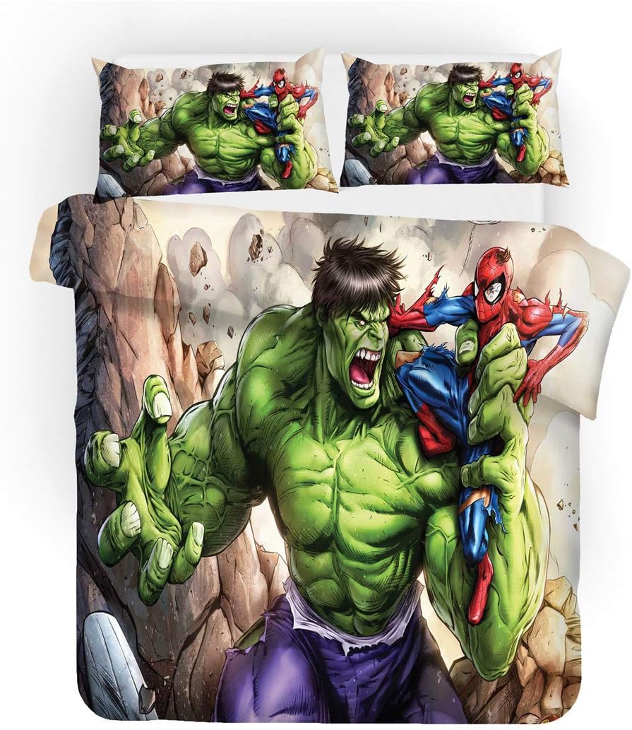 1 Duvet Cover 2Pillow Shams Superhero Bedding Set for Teen and Kids