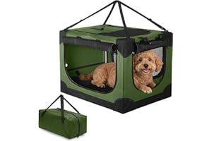 24 inch Small Dog Crate,Portable Travel Pet Crates,Soft Pet Crates Collapsible Dog Crate,with 4 Mesh Doors, Foldable Car Kenn