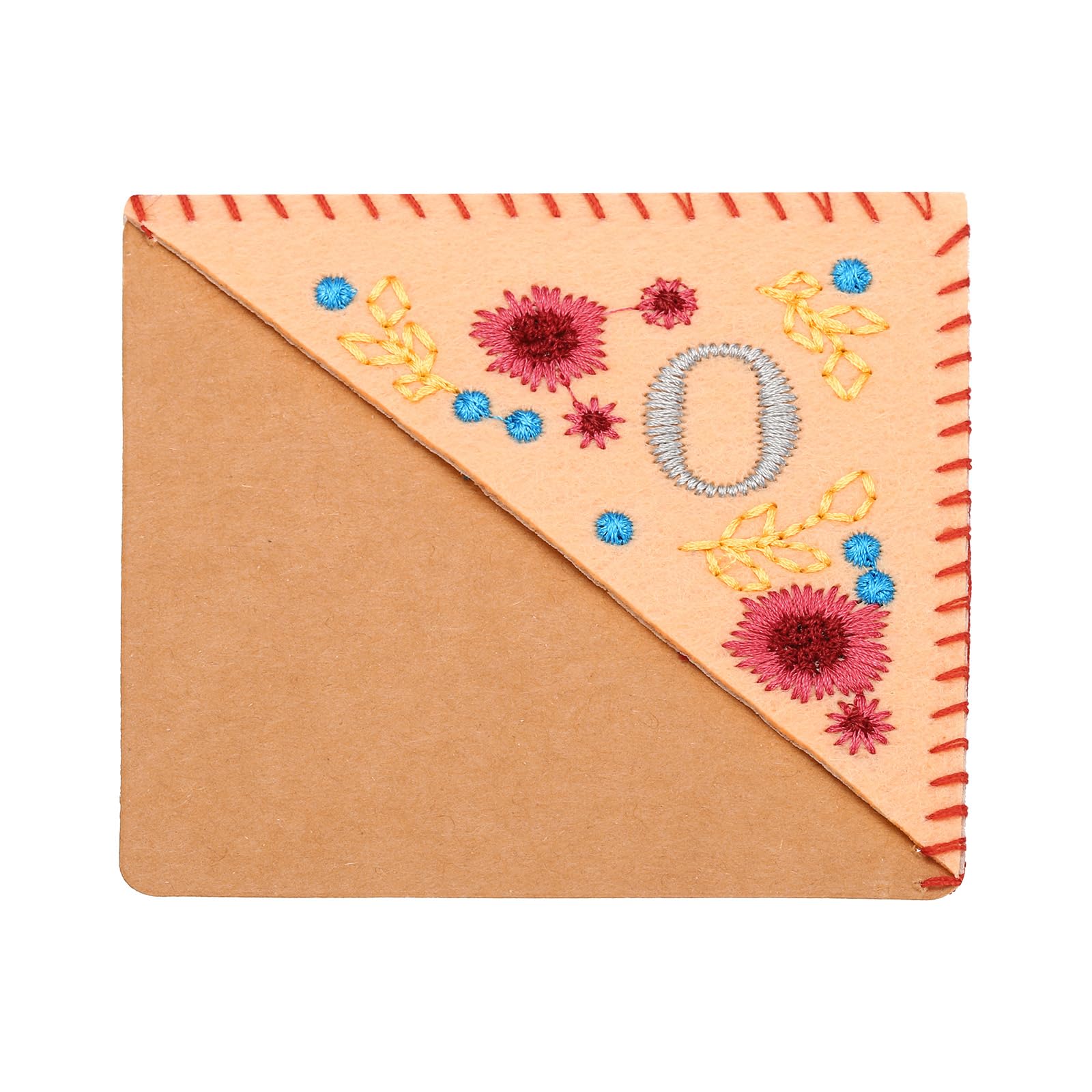 PATIKIL Personalized Embroidered Corner Bookmark, Cute Flower Felt Stitched Triangle Handmade Book Page Mark for Women Men Book Lover Teacher, Pink, Letter O