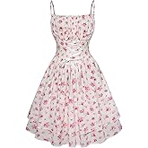 Scarlet Darkness Women Corset Floral Dress Spaghetti Strap Mini Sundress for Teens