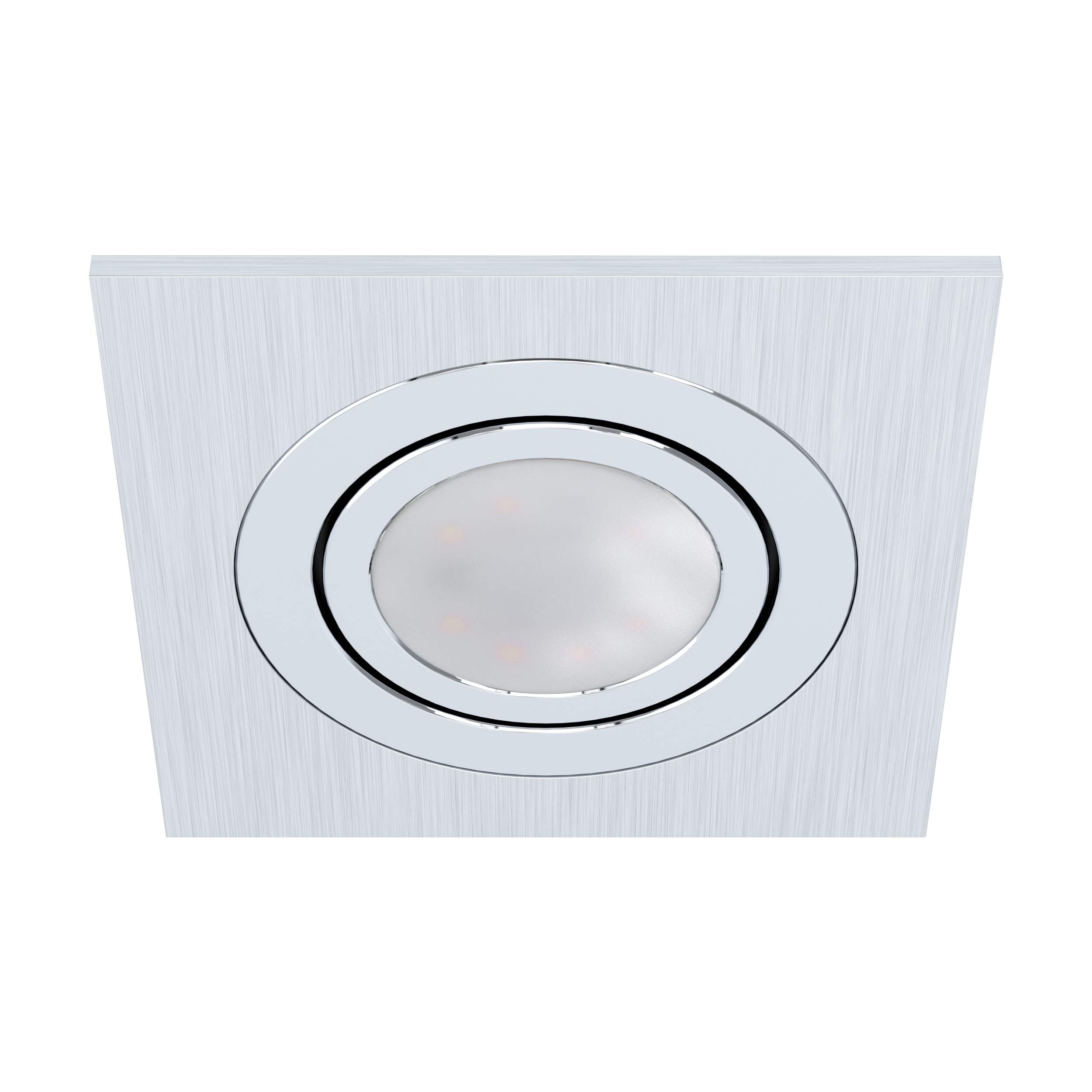 EGLO Areitio Recessed Spotlight Brushed Aluminium Recessed Light with GU10 Socket, LED Bulb Included, Flat, Swivel, L x W 9.5 cm
