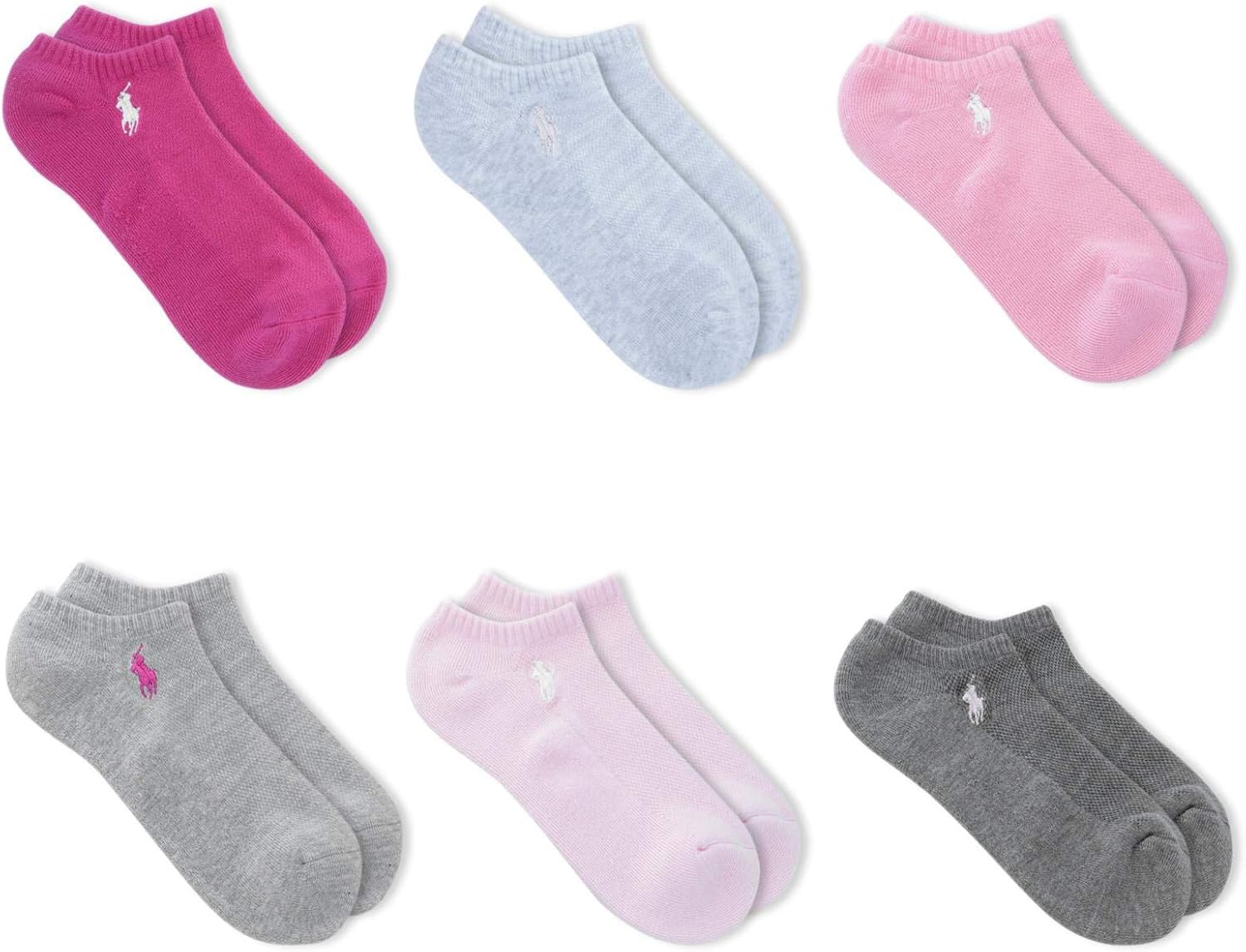 Polo Ralph Lauren Women's 6Pack Cushioned Atheltic Low Cut Socks, Pink