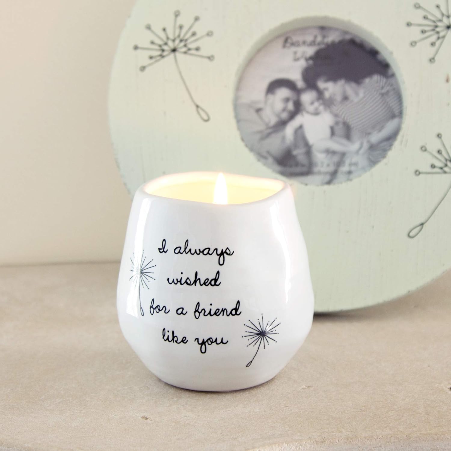 Pavilion Gift Company Plain Dandelion Always Wished for a Friend Like You White Ceramic Soy Serenity Scented Candle: Home & Kitchen