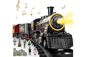 DULONIME Train Set for Toddlers 3-4, Electrical Trains with Track, Light, Sound and Scene, Christmas Train Sets for Around The Tree, Christmas Birthday Gifts for Kids Boys Girls 3-8 Years Old