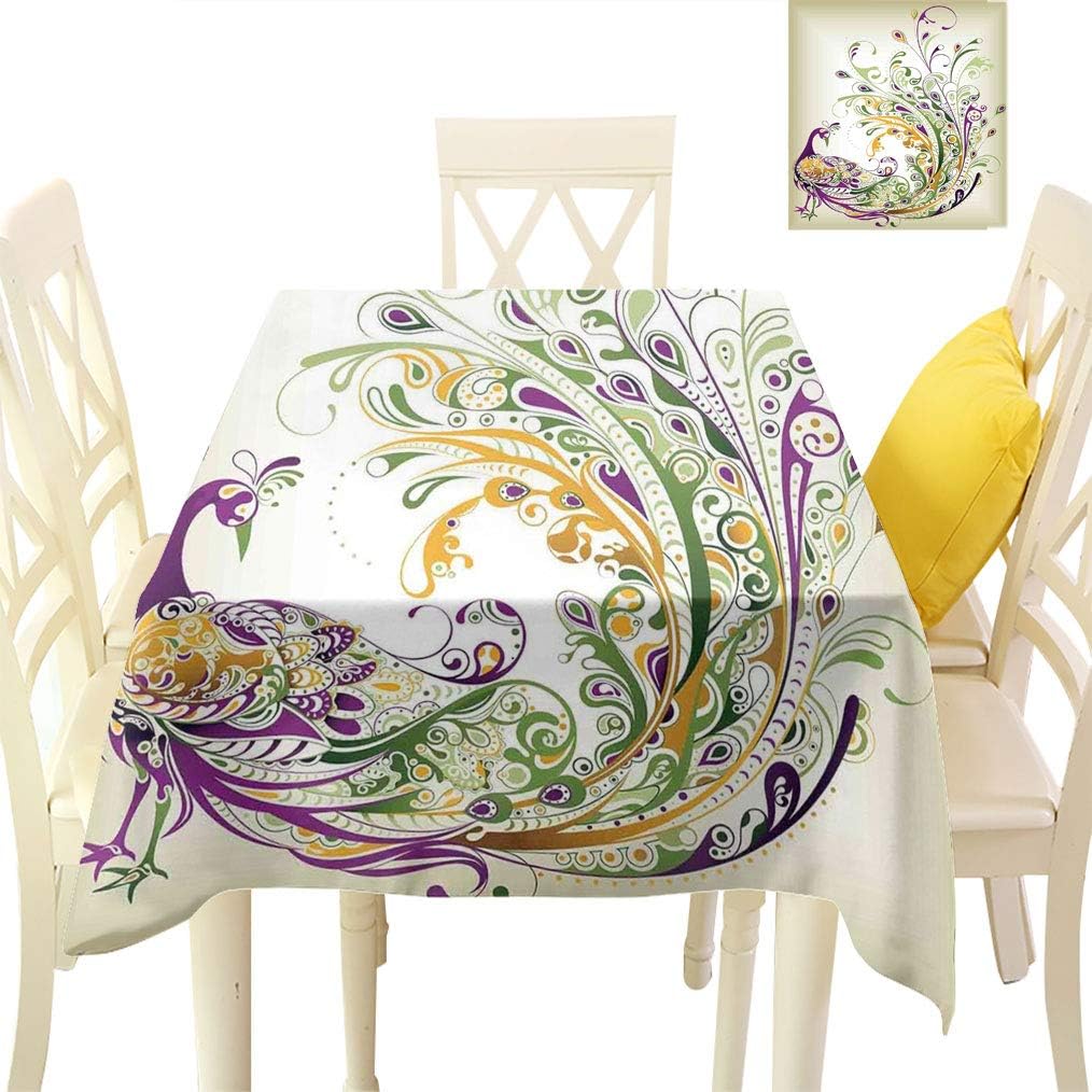 Abstract Home Decor Square Tablecloths, Peacock Bird Tail