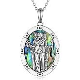 jiulegufa Hecate Pendant Necklace 925 Sterling Silver Triple Moon Goddess Hekate Necklace Pagan Wiccan Jewelry Gifts for Women