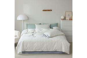 MOTNTD Floral Duvet Cover Twin Boho Cotton Comforter Cover Twin Coquette Lightweight Farmhouse Duvet Cover Set with 2 Blue Bowknot Pillow Shams Soft Twin Bedding Sets Country Duvet Protector