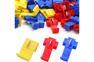 Seimneire 150 Pcs Solderless Quick Splice Snap, 22-10 AWG Electric Wire Lock Tap Crimp Cable Joiner Terminal Wire Connector (65PCS 22-18AWG Red, 65PCS 18-14AWG Blue, 20PCS 12-10AWG Yellow)