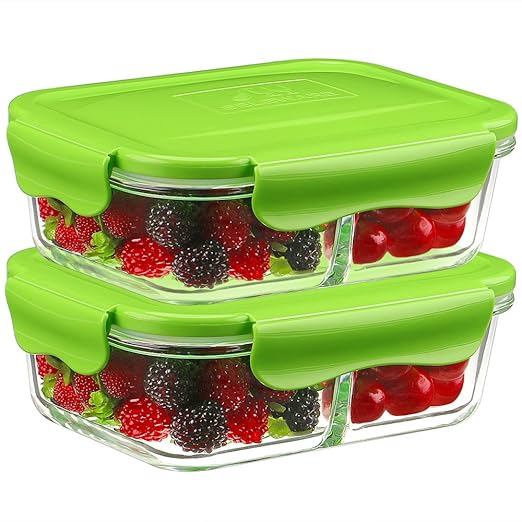 2-Partes,1040ML] Besthouse Cristal Contenedores para Alimentos 2 ...