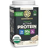 Sunwarrior Organic Plant Based Protein Powder | Vegan Organic Protein Powder with BCAA Amino Acids Plus Recovery Minerals & Botanicals | Non-GMO Soy Dairy & Gluten Free (Cake Batter, 20 Servings)