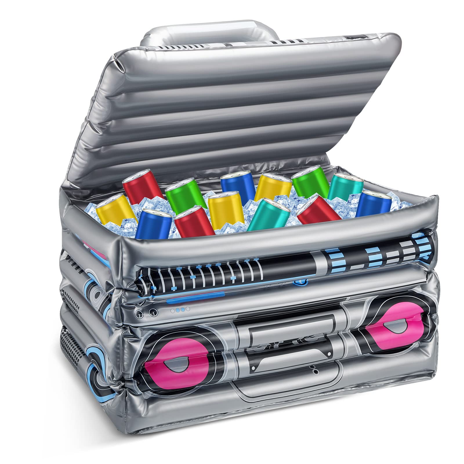 Photo 1 of Cunhill 1 Piece Inflatable Boom Box Beverage Cooler Summer 80s 90s Theme Party Decorations Inflatable Cooler Radio Blow up Boom Box Birthday Drink Favors for Retro Nightclub Party Hip Hop Supplies