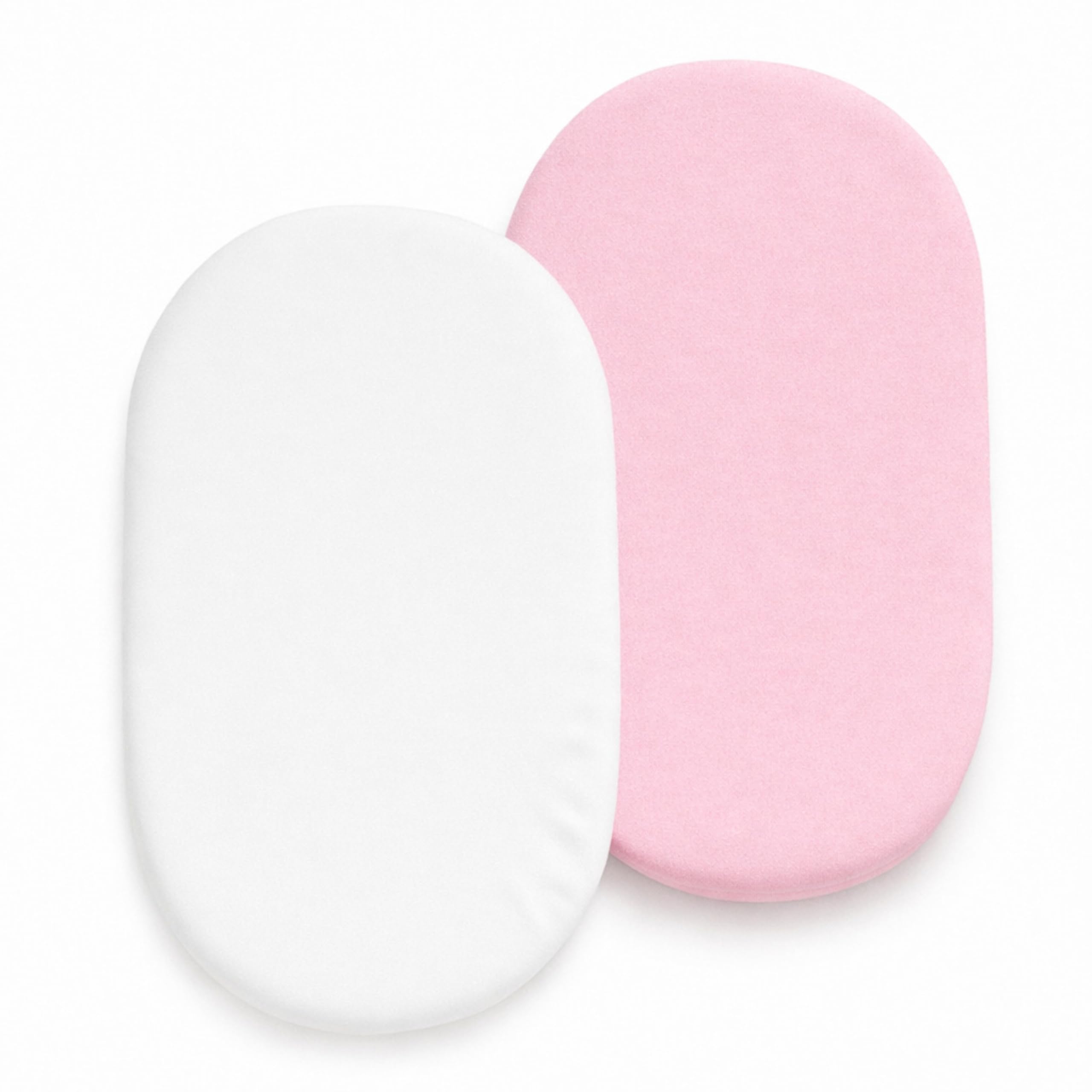 Dudu N Girlie Moses Basket Sheets Fully Fitted – 75 x 30 Moses Basket Bedding - Hypoallergenic Baby Pram Sheets Bedding Elasticated Breathable Easy Care (Pack of 2, White & Pink)