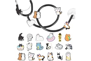 LuneClat Cute Cats Stethoscope Charms for Nurse - 18Pcs Rubber Pediatric Stethoscopes Decor Personalized Accessories, Gift for Doctor & Veterinarian, Medical Worker Nursing Graduation