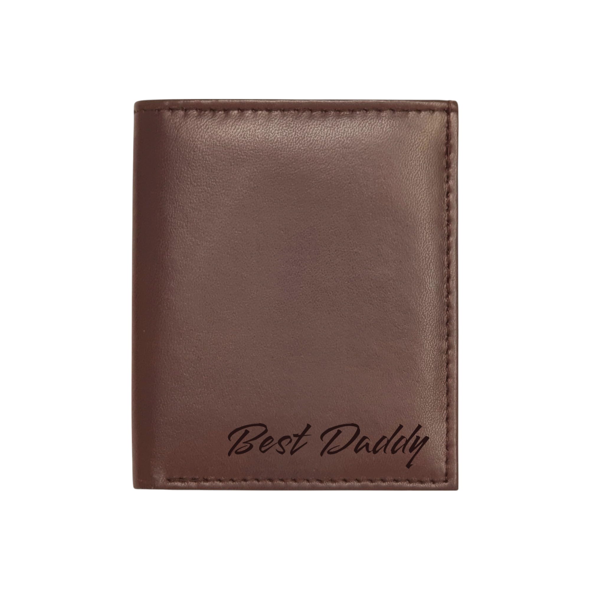 RAS WALLETS Personalised RFID Blocking Leather Wallet, Bifold Design, 8 Card Slots, Slim Profile, Engraved Name (Brown)