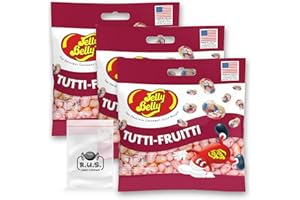 Jelly Belly Tutti Fruitti Jelly Beans- 3 Pack - 3.5 oz each, lly Beans Bundle - Bursting with Tropical Flavors! Perfect Candy Mix for Colorful Snacking and Giftingbundle comes with with 1 R.U.S. Candy Company pocket size travel bag (Tutti Fruitti)