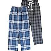 Big Boys Pajamas Pants 100% Cotton Plaid Pajama Lounge Bottoms Size 8 10 12 14 16