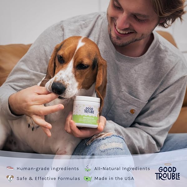 GOOD TROUBLE PETS PROBIOTIC SUPPLEMENT FOR DOGS – CHICKEN FLAVOR, 30 CHEWS – ENHANCED DIGESTIVE SUPPORT