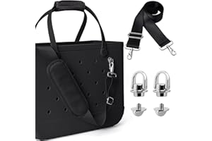 SUITMAT Crossbody Strap for Bogg Bag with Rustproof Metal Connectors, Accessories for Bogg Bag, Widened Shoulder Strap for Rubber Beach Tote, Made of Anti-Slip Nylon,Black (Tote Not Included)