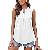 AUSELILY Womens 2026 Summer Tank Tops Causal Ladies V Neck Sleeveless Loose Pleated Shirts Blouse