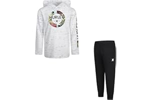 Hurley Boy's Long Sleeve Soft Basic Cloud Slub T-Shirt and Joggers 2-Piece Outfit Set