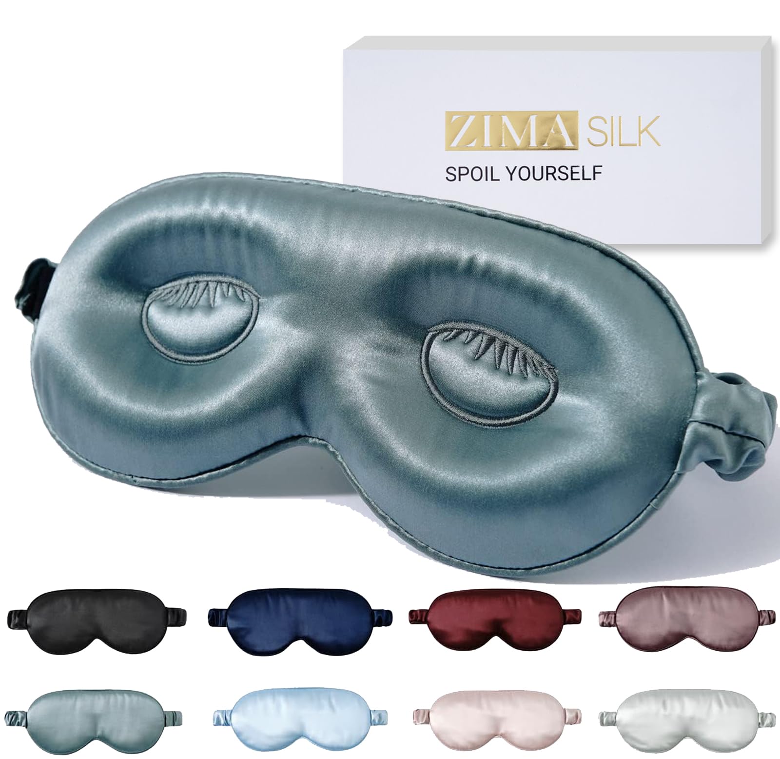 Photo 1 of ZIMASILK Adjustable 22 Momme 100% Mulberry Silk Sleep Mask, 3D Contoured Cup Eye Mask for Sleeping, Super Soft Breathable Blindfold, Perfect Blocks Light for Sleeping. (Bluestone)