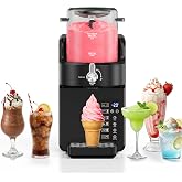 Slushie Machine, 50OZ Soft Serve Ice Cream Maker with 6 Presets, Black | 15-Min Fast Slush Rapid Chill, No Ice Needed, 12H Timer, Frozen Drink Machine for Margaritas Frappes Milkshake Gathering