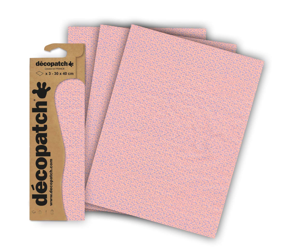 Décopatch C840C - A pouch of 3 sheets of printed paper 30x40 cm, Mauve stains - DIY - Customisable Décor - Completely Personalise - Creative + Leisure Activity