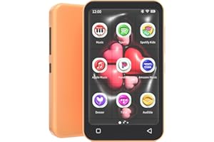 TIMMKOO Kids MP3 Player with Bluetooth and WIFI, Parental Controls, Pre-Installed Spotify, Spotify Kids, Pandora, 4" Touch Screen MP4 Player with Audible, Audiobooks Up to 1TB (Orange)