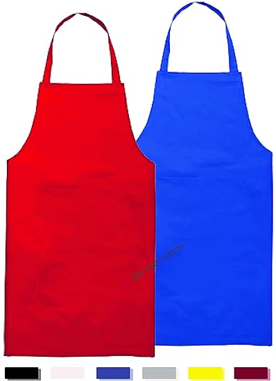 DM COOL COTTON - Kitchen Apron with Pocket - Pack of 2-100% Cotton - 28 x 20 inch - Assorted Colors and Designs
