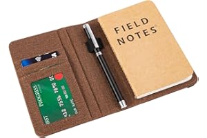 Notebook Cover with Waterproof Cloth,Field Notes Cover,Waterproof Organizer with Pen Loop Holder and Card Slots,Travel Journaland Daily Accessories,Fits 3.5x5.5Inch Pocket Notebooks (Coffee color)