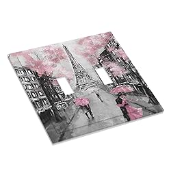 Paris Street Eiffel Tower Pink Floral 2 Gang Light