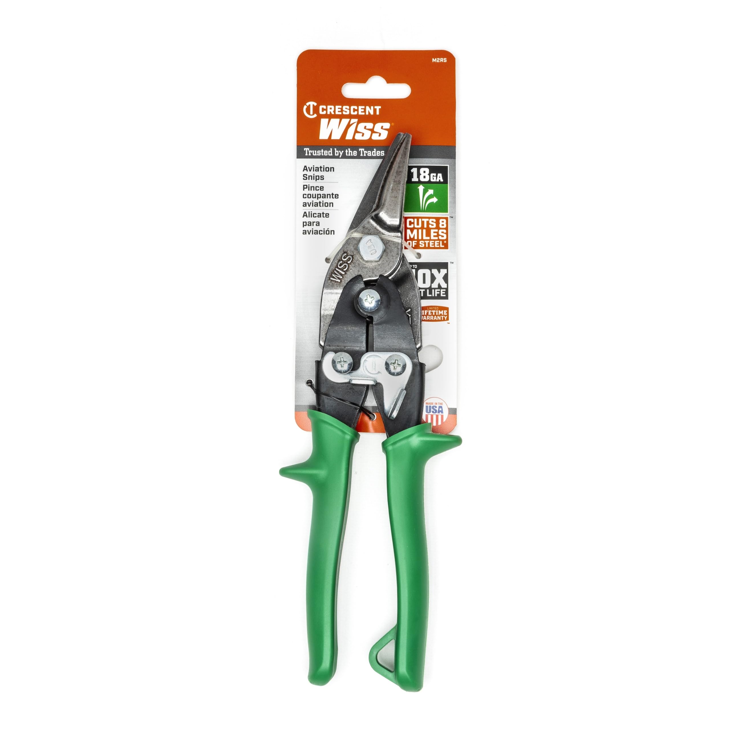Wiss M2R Metalmaster Aviation Snip, cuts Right to Left, Green, 248mm
