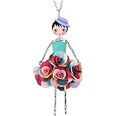 BONSNY Paris Doll Necklace Dress Handmade Pendant Amellie Alloy Flower Crystal Long Chain Women Jewelry