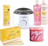 MYLEE Complete Waxing Kit with Heater Rose Soft Cream Strips Spatulas