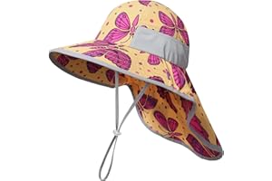 icolor Kids Sun Hat UPF50+ Sun Protection Bucket Hat Toddler Summer Beach Play Hats with Neck Flap for Girl Boy Ages 3~10
