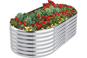 DERYONI Galvanized Raised Garden Bed 6x3x1.5ft,Raised Beds for Gardening Vegetables,Flowers,Fruits,Outdoor Metal Raised Planter Box for Fruits Herbs，Vego Deep Planter Raised Beds