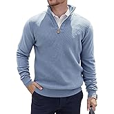 LIFROWI Mens Quarter Zip Pullover Sweater Slim Fit Long Sleeve Knit Lightweight Mock Neck Casual Polo Sweater