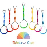 Rainbow Craft 7-Pack Ninja Rings, Colorful Gymnastic Swing Rings for Kids | Plastic &amp; Polyester, 220lbs Capacity, Ages 3+, CPC Certified, For Swing Sets &amp; Ninja Lines