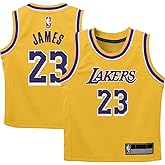 Outerstuff Lebron James Los Angeles Lakers NBA Kids 4-7 Replica Road Player Jersey (US, Numeric, 5, 6, Regular, Yellow)