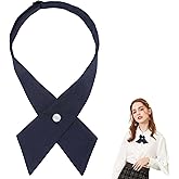 Quilax School Ties, Adjustable Criss-Cross Black Bow Tie, Pre Tied Black Tie for Women Girls,Solid Color Bowtie for School
