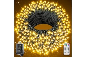 Ollny Christmas Lights 262FT 800LED, Plug-in Outside Tree Lights with Timer and 8 Modes, Remote Control Waterproof Dimmable Outdoor String Light for House Yard Patio Xmas Decorations(Warm White)