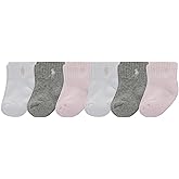 POLO RALPH LAUREN baby-boys Classic Sport Ankle Socks - 6 Pair Pack - Soft Stretchy Yarn & Stay Up Top
