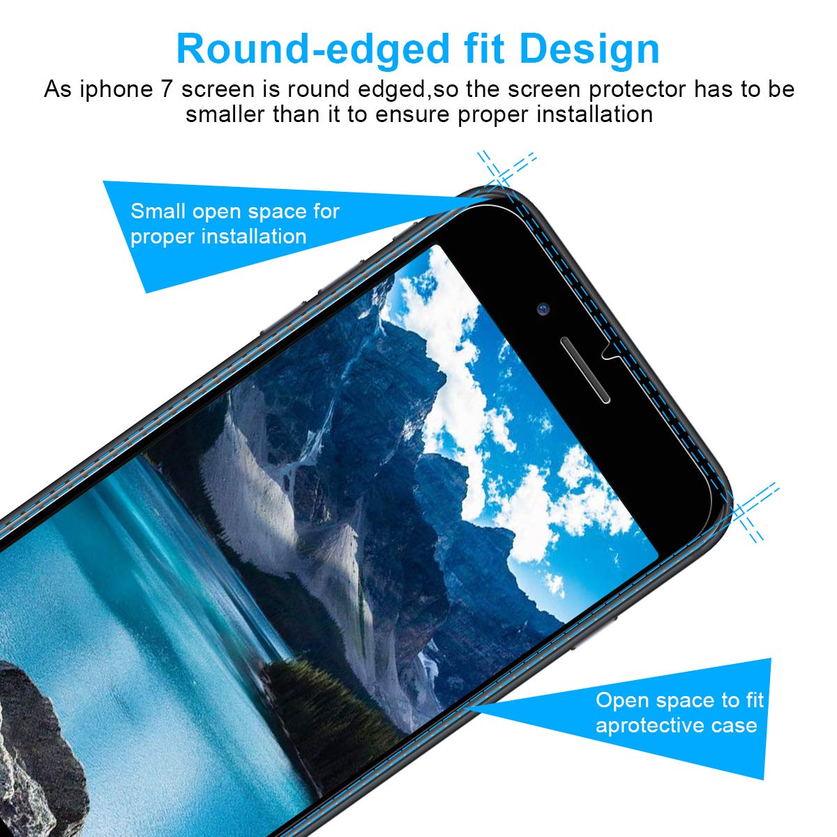 NONZERS [2 Pièces] Verre Trempé pour iPhone 8/ iPhone 7, [sans Bulles] [Anti-Rayures] 3 D Bords Arrondis Film Protecteur Vitre d\'Écran en Verre Trempé 9H Dureté et 3D Touch pour iPhone 8/ iPhone 7