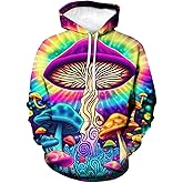 Srcnhim Novelty Tie Dye Style Hoodie Mushroom Print Sweatshirt Pullover for Men,Multicolor1,M