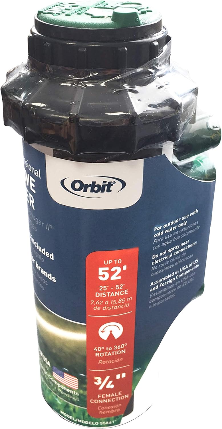 Orbit 55662 Voyager II Professional 4" Adjustable Pop-Up Gear Drive Rotor Sprinkler Spray Head, 40° To 360° Pattern, 25' - 52' Spray Distance (Ten bonus nozzles included), Black : Automatic Lawn Underground Sprinkler Systems : Garden & Outdoor