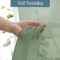 Lecloud Sage Green Sheer Curtains 45 Inch Long 2