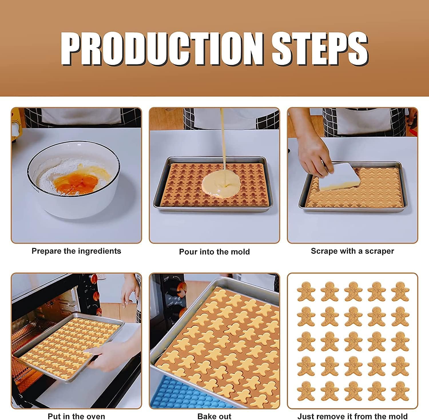 AnyDesign Christmas Silicone Molds Mini Xmas Tree & Gingerbread Candy Chocolate Mould Christmas Non-Stick Fondant Baking Mold for Handmade Soap Pudding Jelly Cake Cupcake Topper Decor, 2Pcs